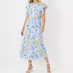 NWT Ann Taylor lemon ruffle maxi dress sz S